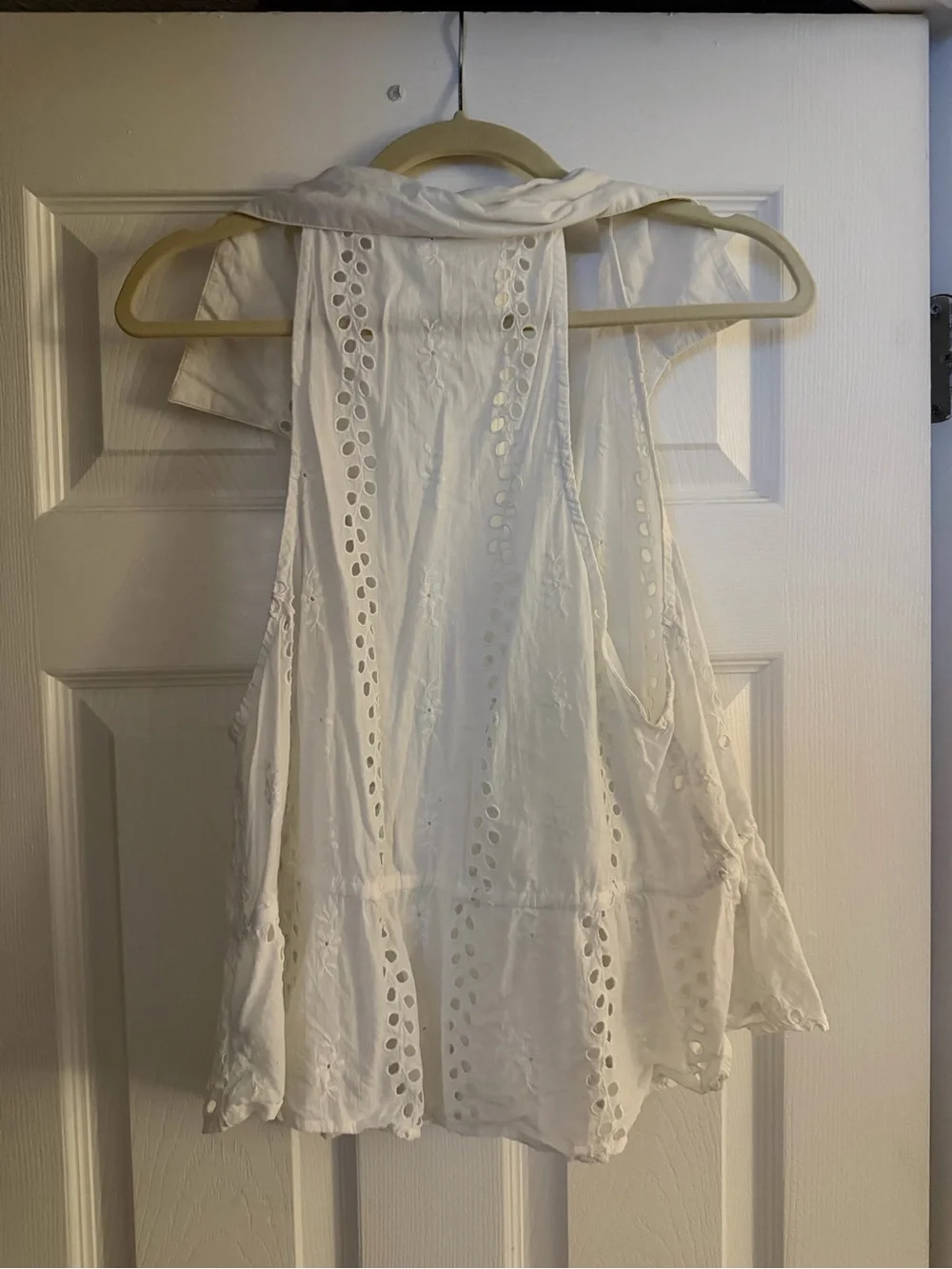 Free People Tangerine Eyelet Tank